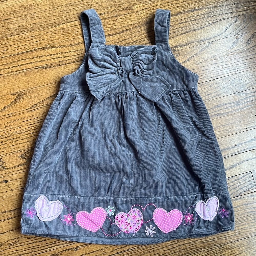 Jenny & Me Baby Girl Toddler Valentines Day Bow Heart Corduroy Sleeveless Dress